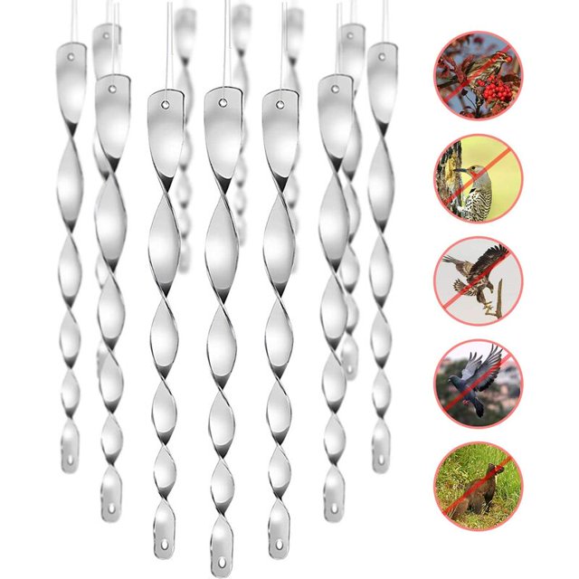 30pcs Repelente de pájaros, Repelente de pájaros Repelente de pájaros Repelente de pájaros en espiral Repelente de pájaros en espiral de 360 grados Iluminación en espiral reflectante para balcón Árbol frutal Jardín vegetal esquí esquí Gafas de esquí