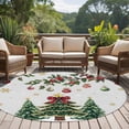 thumbnail image 4 of Christmas Round Area Rug 7Ft Washable Circle Rugs for Dorm Laundry Room, Winter Green Pine Trees Maple Leave Xmas Balls Non-Slip Carpet Floor Mats Indoor Outdoor Carpet Runner Aesthetic Home Decor, 4 of 8