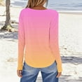 thumbnail image 4 of YUGYXL Long Sleeve Gradient Tunic Tops for Women Trendy Loose Crew Neck Blouse Fall Winter Casual Basic Tee Shirts Orange L, 4 of 5