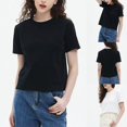 thumbnail image 4 of Basic Simple Womens Solid color Short sleeves T-shirt Fashion Loose tops, 4 of 8