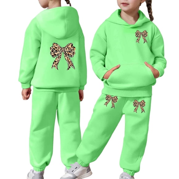 REDARER Chandail à Capuchon à Enfiler à Imprimé Nœud à la Mode et Pantalon de Jogging Ensemble de Survêtement Deux Pièces Douillet pour Filles