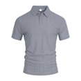 thumbnail image 4 of Mens Polo Shirts Cotton Linen Short Sleeve Performance Collared Golf Tees Lightweight Summer, 4 of 6