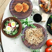 TP 12-Piece Dinnerware Set, Melamine Dishes Set with Bowls and Plates, Dinner Service for 4, Dishwasher Safe, Wood Grain