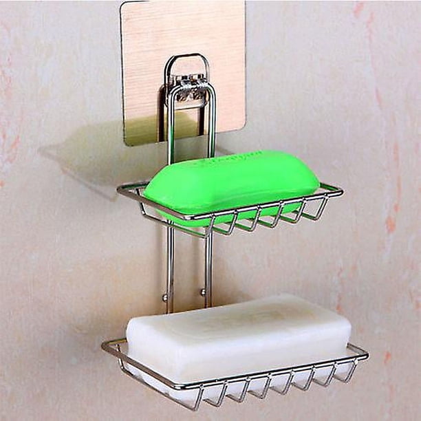 Ventosa de doble capa, 1 pieza, sin perforar, jaboneras, drenaje de baño, jabonera, soporte de pared para Baño Rojo Verde Cocina, Decoración y Otros