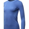 thumbnail image 4 of A2Y Women's Fitted Crew Neck Long Sleeve Side Slit Viscose Sweater Viola L, 4 of 5