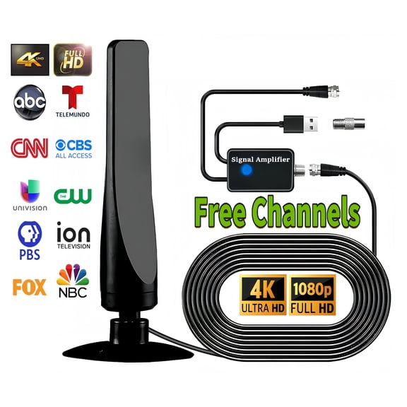 Digital HD TV Antennas for Free Channels with Long Range Amplifier Signal Booster for Local Channels, New 2026 Indoor TV Antenna for Smart TV, Support 4K 1080p VHF UHF