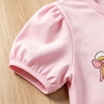 thumbnail image 3 of enyan Toddler Girl Back to School Outfit Apple Ruffle Short Sleeve T-Shirt Top Shorts Set Preschool Clothes Summer Pink,12-18 Months, 3 of 6