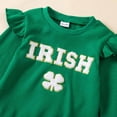 thumbnail image 5 of Leey-World Toddler Baby Girl St Patricks Day Outfit Ruffle Sleeve Letters Print Lucky Charm Sweatshirt Pants Headband 3Pcs Set|Green,3-4 Years, 5 of 9