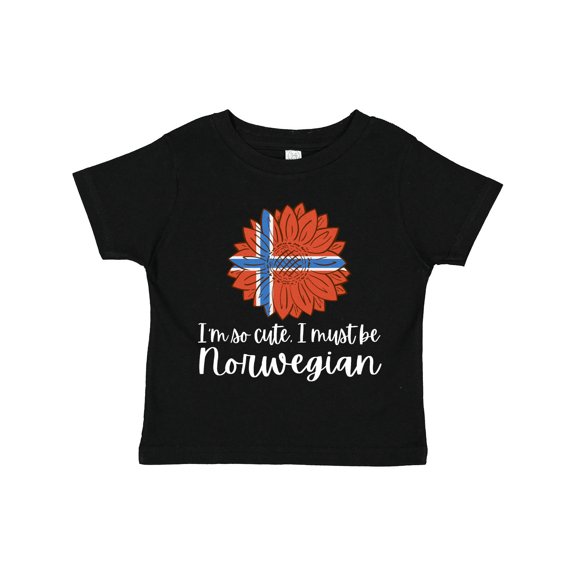 Inktastic I'm So Cute, I Must Be Norwegian Sunflower Norway Flag Boys or Girls Toddler T-Shirt