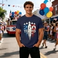thumbnail image 2 of 4th of July T Shirts for Men's 250th Anniversary Patriotic Graphic Casual Short Sleeve T Shirt Comfortable Breathable Tee For Daily Wear Couples Matching Outfit Navy XL, 2 of 5
