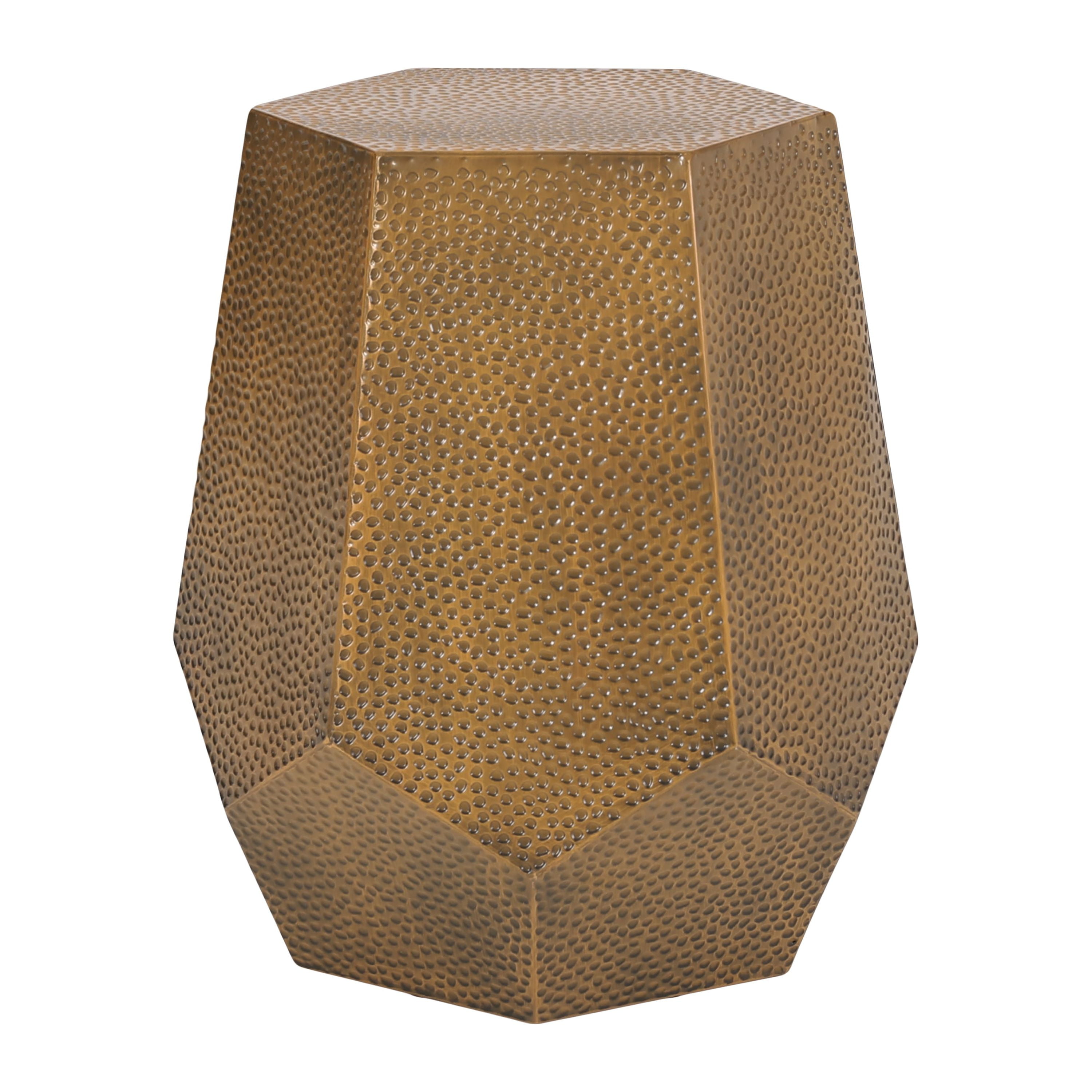 Noble House Minkler Hammered Metal Geometric Side Table, Brushed Antique Gold