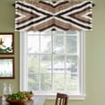 thumbnail image 3 of Brown Aztec Curtain Valances for Windows, Kitchen Valance Window Treatments Panel 2 Pack, Abstract Southwest Black Vintage Wood Grain Rod Pocket Short Curtains for Bathroom Bedroom 42 x 12 Inch, 3 of 8