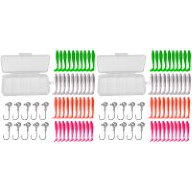 40 Uds Cola Swimbaits Gusano Suave Señuelo Pesca Conjunto Manivela Anzuelo Con Cabeza Plomada para Pescar