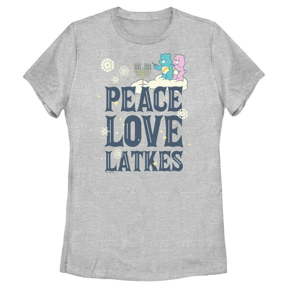 Women's Care Bears Hanukkah Peace Love Latkes  Graphic T-Shirt