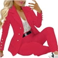 thumbnail image 2 of Summer Saving Wycnly Womens 2 Piece Blazer Set Office Business Oepn Front Button Blazer Coat and Long Jogger Pants Set Ladies Casual Work Suit Jacket Sets under $5, 2 of 7