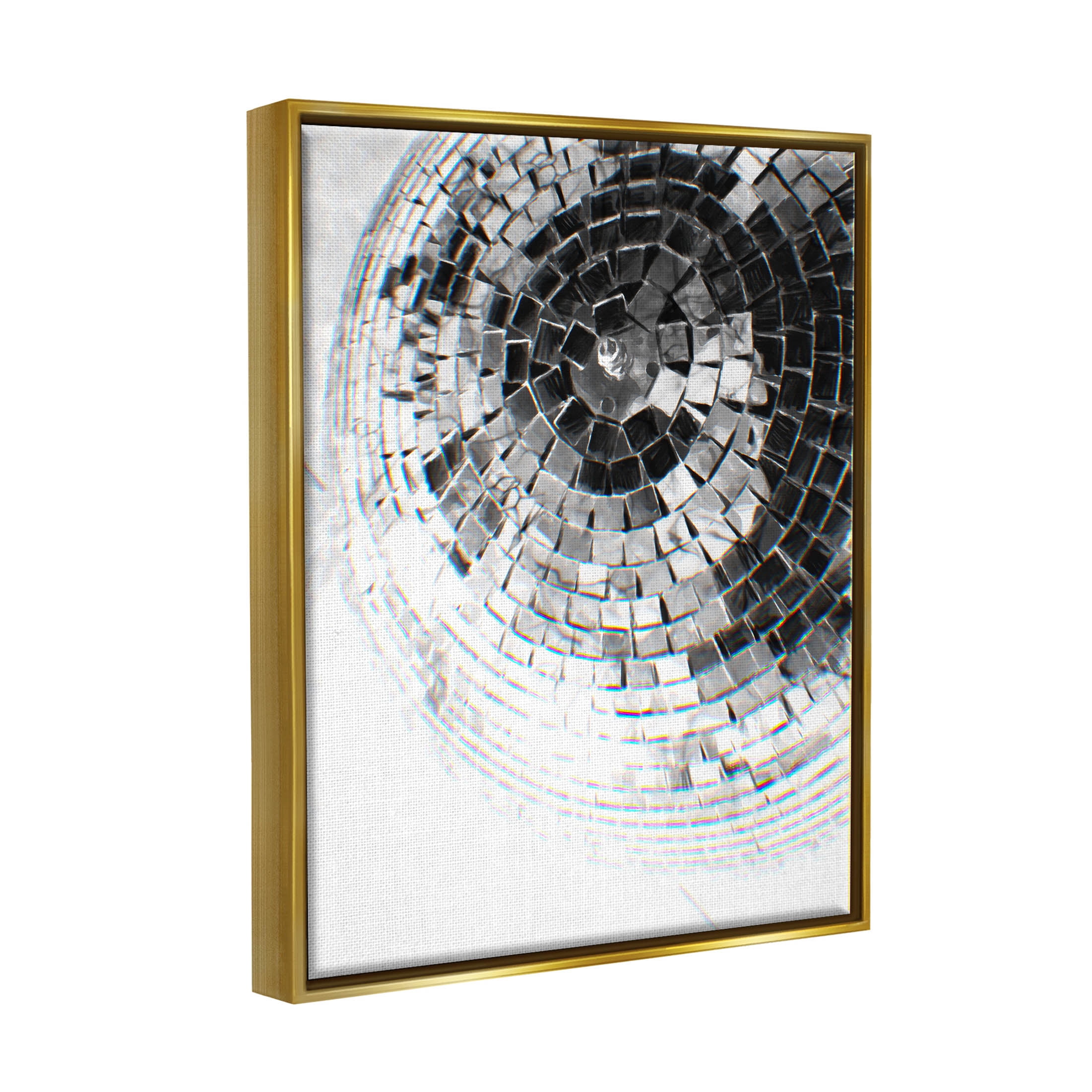 Stupell Industries Fading Disco Ball Monochrome Photography Photograph Metallic Gold Floating Framed Canvas Print Wall Art, Design by Ziwei Li