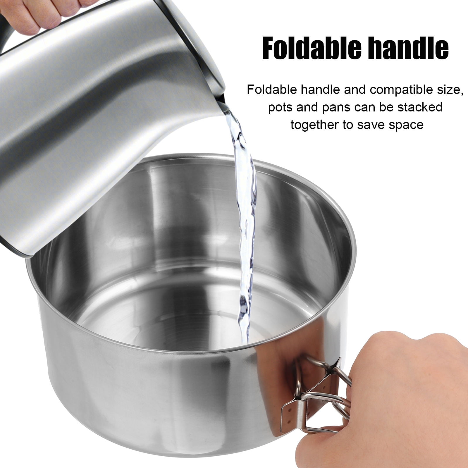 KALLORY 4-Piece Cooking Pot and Pan Set Stackable Lightweight Design for Camping and Kitchen Use