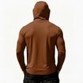 thumbnail image 4 of Men's Hooded Long Sleeve Sun Protection Shirt - UPF 50+ Lightweight Breathable Pullover with Face Mask & Zipper Pocket - Quick-Dry Outdoor Fishing & Hiking Top for Summer Coffee L, 4 of 7