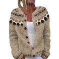 thumbnail image 1 of iHPH7 Fair Isle Sweater Women Soft Cardigans for Women Open Front Cardigan for Women Sweater Jacket for Women Button Up Cardigans for Women Long Sleeve Sweaters for Women Khaki 4XL, 1 of 4