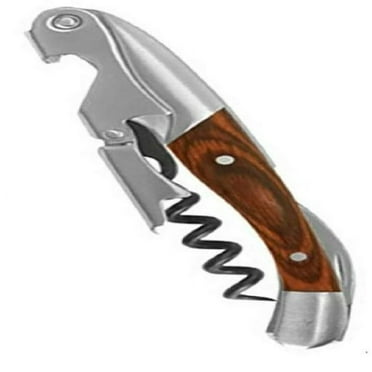 Wood Handle / Stainless Corkscrew Double Hinge Waiters Wine Key Bottle Opener