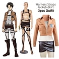 thumbnail image 2 of Disfraz de ataque a los Titanes Levi Ackerman, chaqueta de Shingeki no Kyojin, Recon Corps, falda de cuero, cinturones de gancho, tirantes, 2 of 4