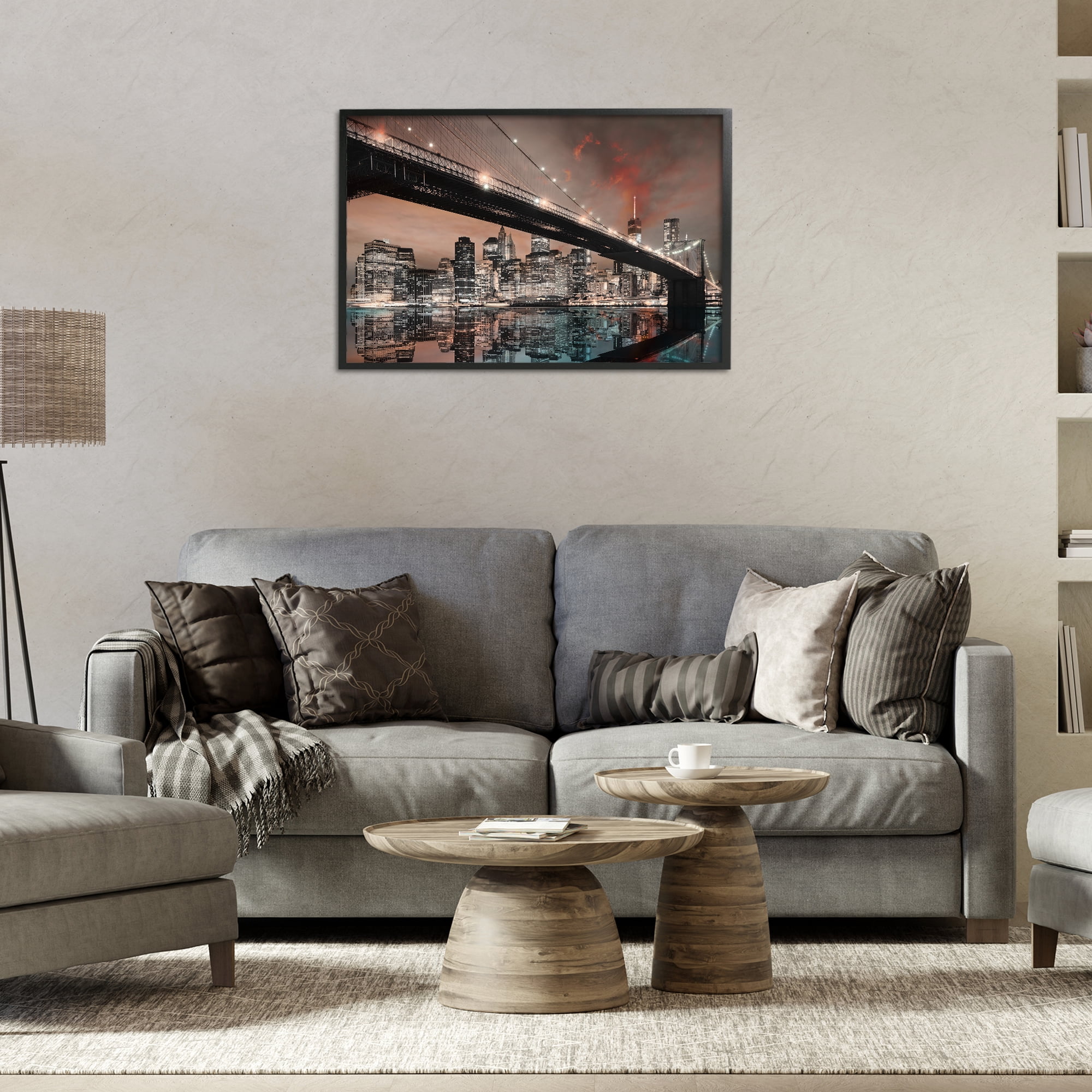 Stupell Industries Bridge Cityscape View Scenery Photography Black Framed Art Print Wall Art, 30 x 20