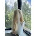 thumbnail image 1 of Peluca de encaje frontal con cubierta de cabeza completa, cabello rizado de seda de alta temperatura, peluca de cosplay blanca y dorada con ondas grandes para mujer, 1 of 2
