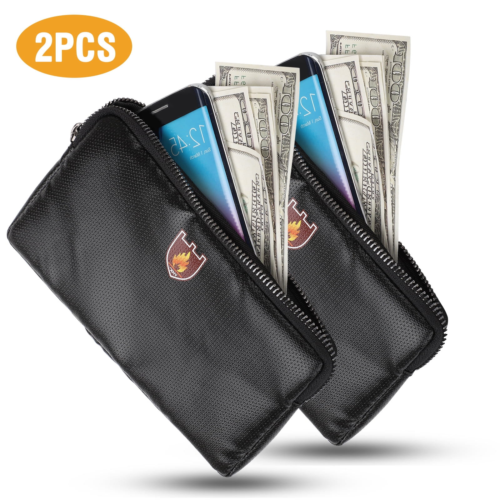 HIKIRA Fireproof Money Bag Passport Fireproof Bank Bag Fireproof Safe Storage Bag with Zipper for Bank Cash and Tablet Deposit 2PCS 10.6x6.8 Fireproof and Waterproof Cash Bag Money Bag 