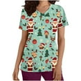 thumbnail image 2 of JINGWANGYHBD Womens Nurse Unifrom Christmas Scrub Shirts Snowman Print Tops Merry Xmas Working Uniforms Going Out Party Scrubs Top with Pockets, 2 of 5