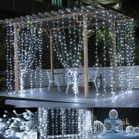 Garden Christmas Light HALLOLURE 9.8ft x 9.8ft 304LED Curtain Light Fairy String Lights Indoor Decoration Hanging Wall Lights For Bedroom Living Room Garden Party Wedding Christmas Xmas Decor 2 Colors ()
