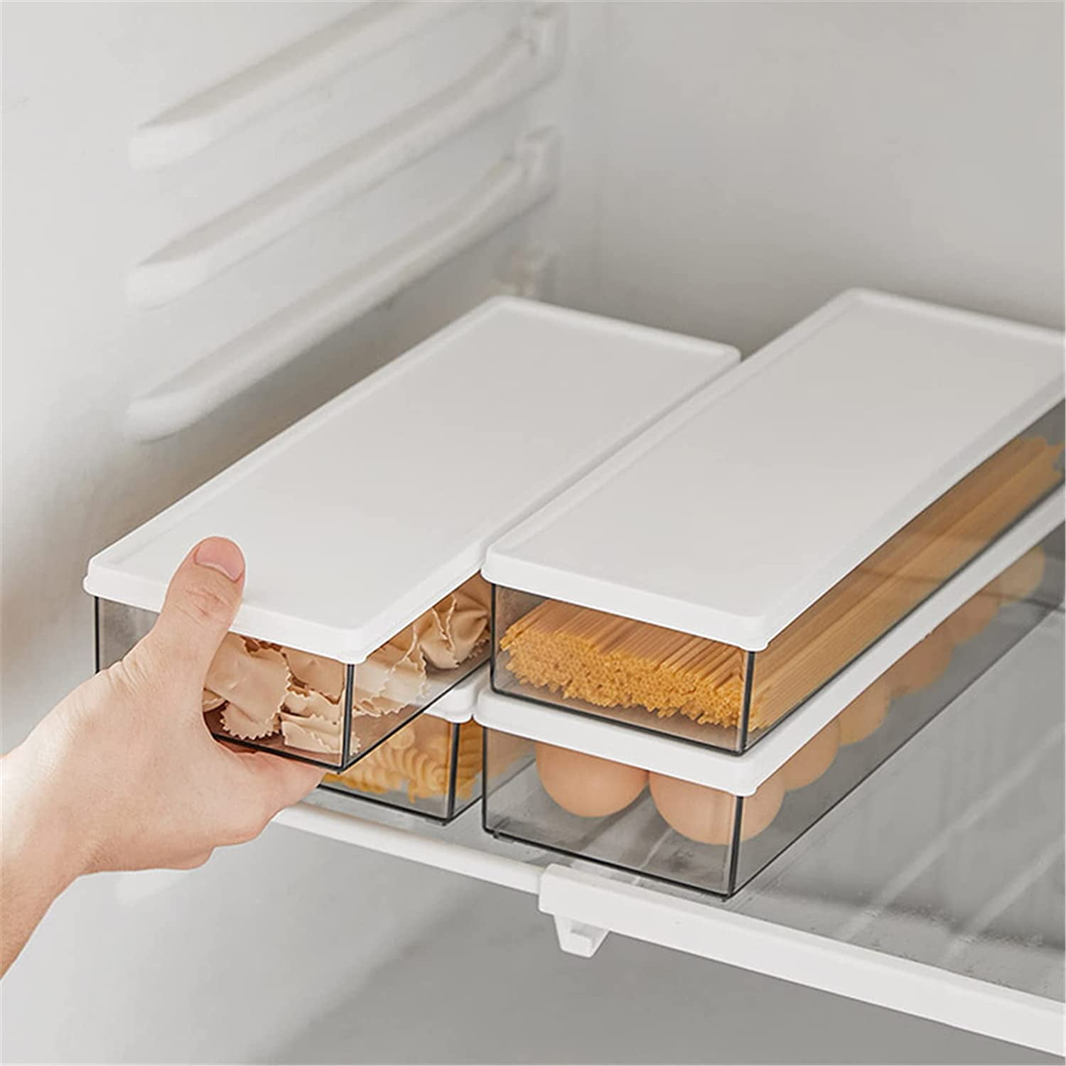 Hanobe Pasta Storage Containers for Pantry， Airtight Spaghetti Noodle Holder Cereal Storage for Fridge Kitchen Set of 6,37oz