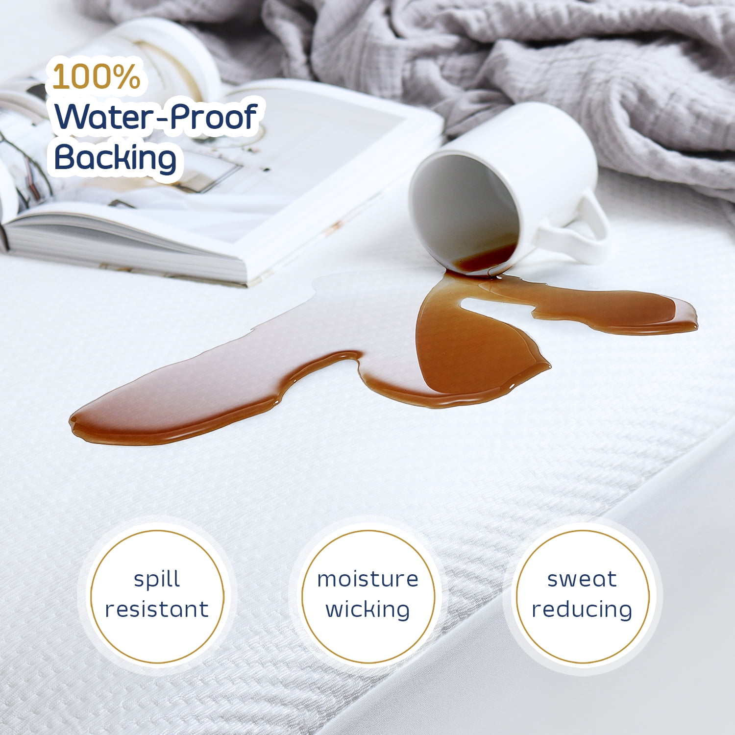 Lammaloe Waterproof King Mattress Protector, Premium Cooling Mattress Pad, Mattress Cover Fits Mattresses Up to 21 inches