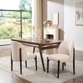 thumbnail image 7 of GNIXUU Modern Wooden Dining Chairs Set of 2, Fabric Upholstered Chair with Curved Back, Farmhouse Kitchen Chairs with Adjustable Foot Pads for Kitchen ,Living Room, Dining Room, Office,Beige, 7 of 7