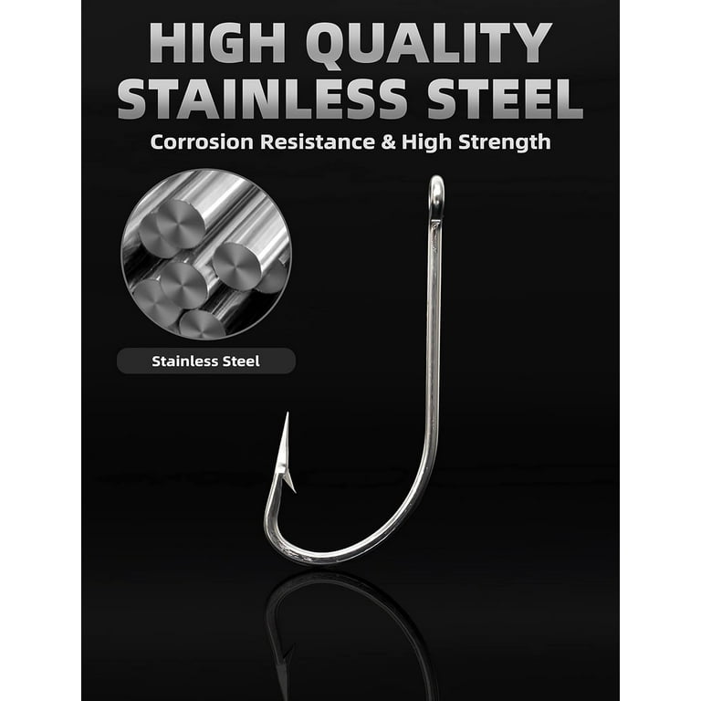 BLUEWING Stainless Steel SS O' Shaughnessy Hooks 5pcs Heavy Duty Long Shank Fishing Hooks For Saltwater & Freshwater, Size 14/0 - Walmart Supplies