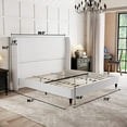 PaPaJet King Platform Bed Frame 51.2" High Headboard Linen Tall