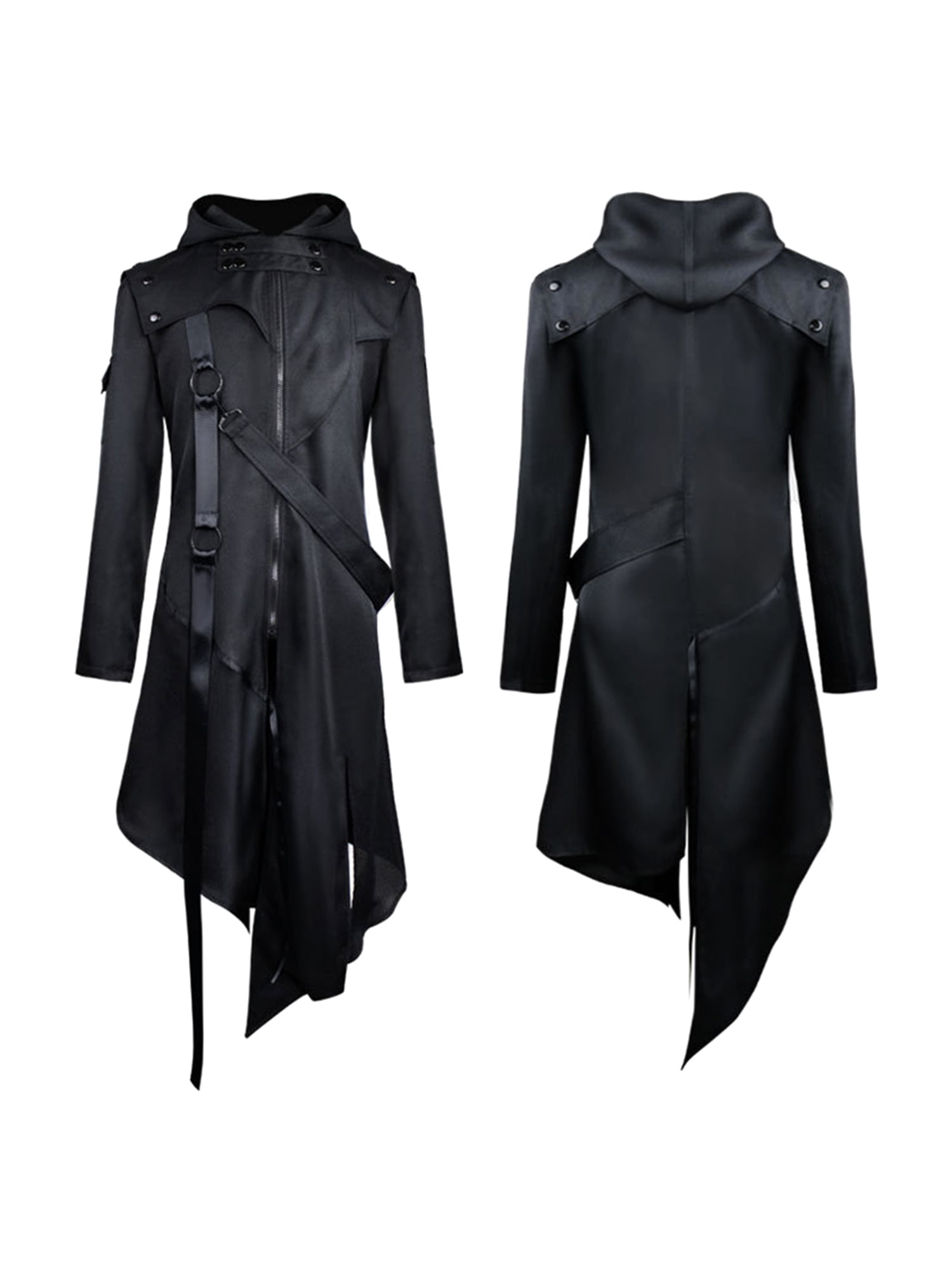 Halloween Costumes Men Gothic Long Sleeve Hooded Jacket Halloween Cosplay  Medieval Retro Trench Coat Autumn Fashion Warm Trench