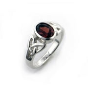 Sterling Silver Celtic Knot and Genuine Red Garnet Ring