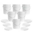 5 gallon Food Grade White Plastic Bucket with Handle & Lid Set of 6