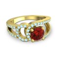 thumbnail image 3 of 2.50 T.C.W Round Shape Garnet & Aquamarine Gemstone Wonderful Bridal Ring for Women Solid 14K Yellow Gold Size 5.5 by Diamond-Capitals, 3 of 8