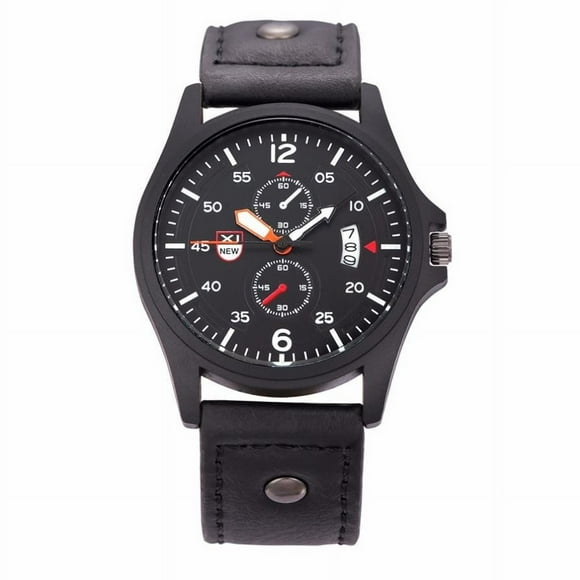 EGNMCR Men's Quartz Watch Men's Leather Watches Military Sport Analog Quartz Date Wrist Watch watch