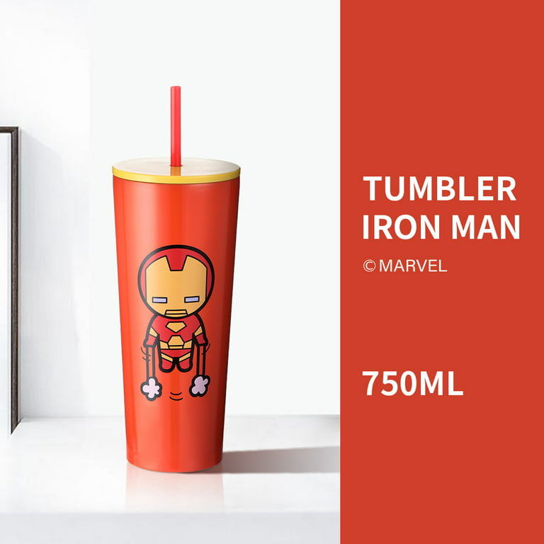 Marvel Avengers Iron Man Stor 3D Figurine Water Tumbler with Reusable Straw  - 360 ml