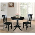 thumbnail image 3 of 36" Round Dining Table with 12" Leaf and 2 San Remo Chairs - Black - 3 Piece set, 3 of 3