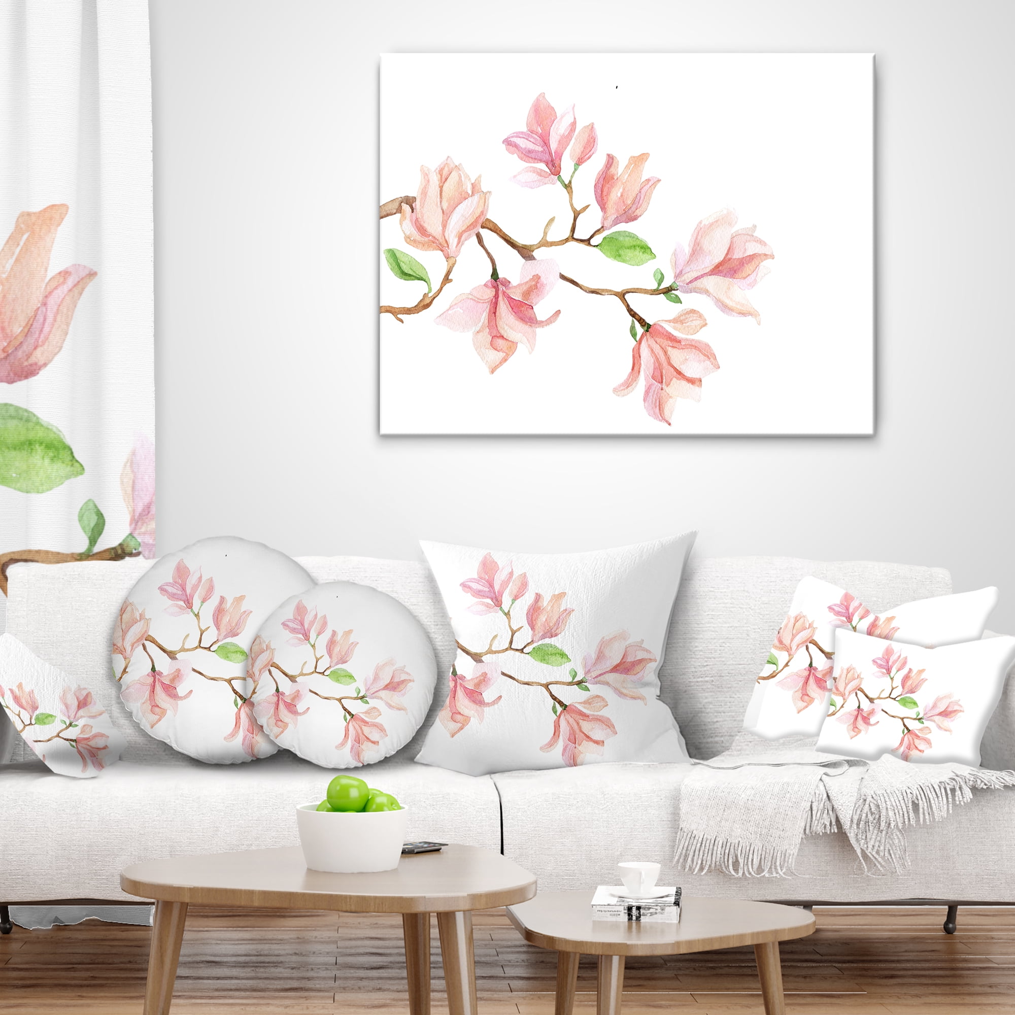 Designart Mongolia Flower Painting - Watercolor Floral Throw Pillow - 16x16