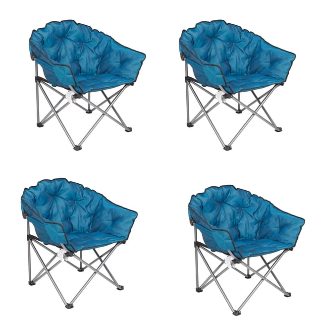 Pomme Pliante Rembourrée Club Extérieur Chair avec Sac de Transport, Bleu/noir (4 Pack)