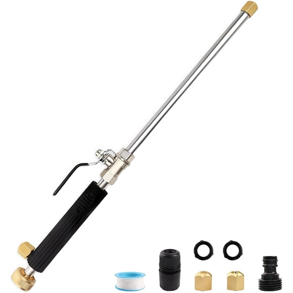High Pressure Garden Hose Nozzle Jet Washer Wand, Hydro Power Washer Attachment Lance for Gutter, Patio, Car, Pet, Window Glass Cleaning - Blue