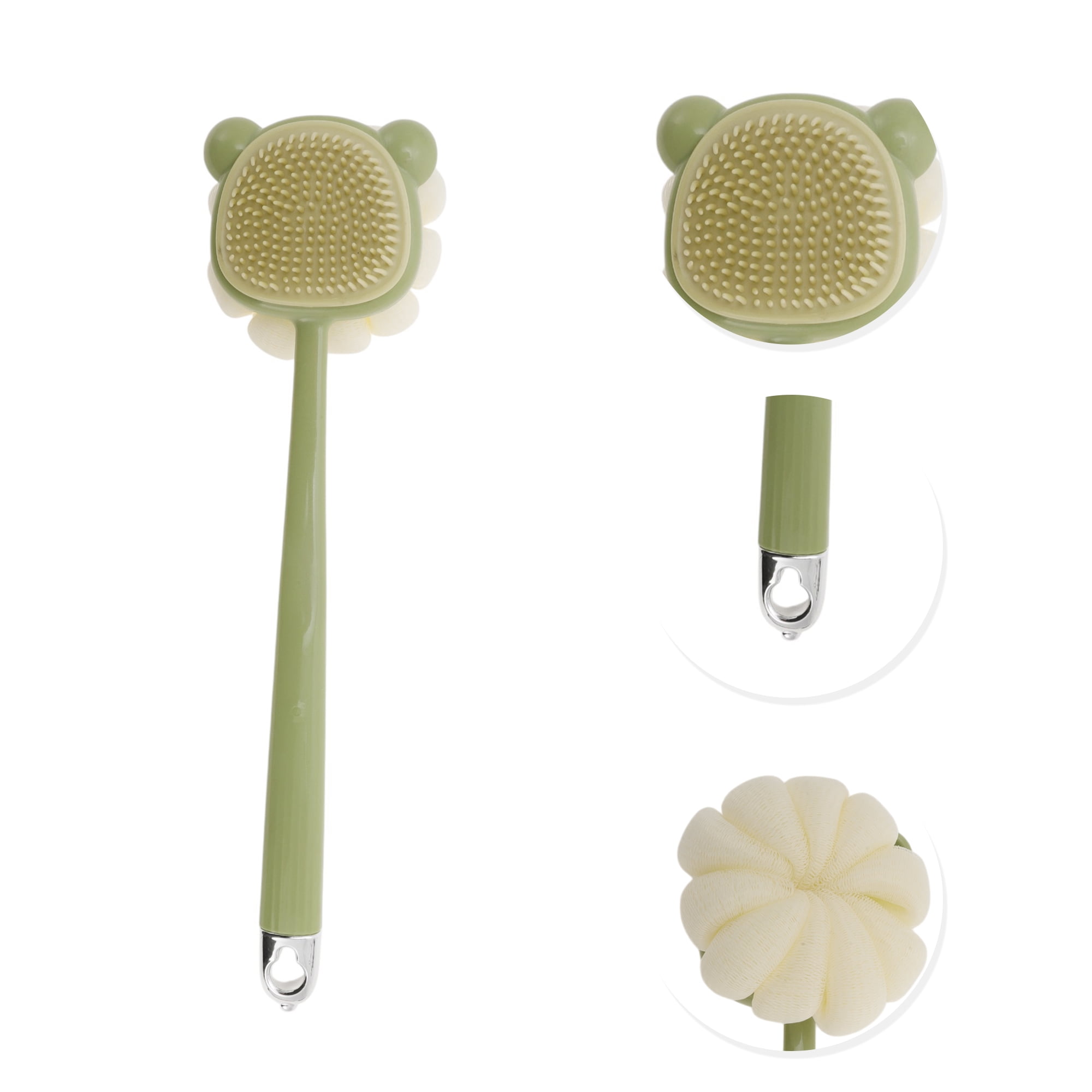 Unique Bargains 1pc Cartoon Long Handle Double-sided Bath Brush Green