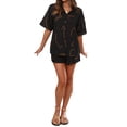 thumbnail image 4 of Caoirhny Women’s Casual 2 Piece Outfits Fashion Graphic Short Sleeve Button Down Shirt + Shorts Set Loungewear, 4 of 9