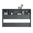 thumbnail image 2 of Bed Frame Full/Queen Bookcase Headboard, Denim+Brown finish,Platform Bed Frame, 2 of 5