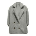 thumbnail image 5 of ShomPort Women's Fall Long Sleeve Lapel Double Breasted Fuzzy Coat Winter Casual Cozy Warm Fleece Jackets, 5 of 6