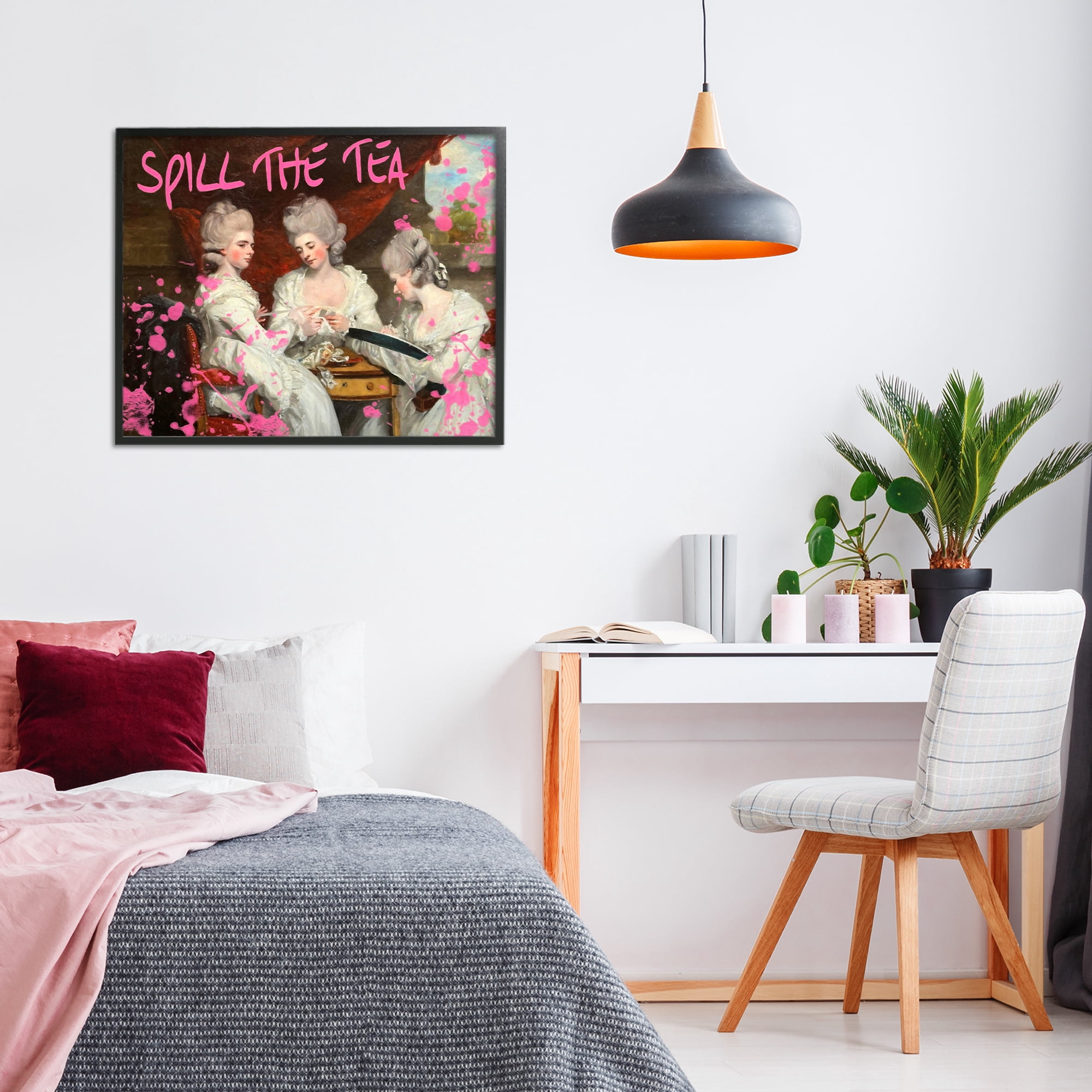 Stupell Industries Spill The Tea Iconic Ladies Black Framed Giclee Art, design by Grotto Studios